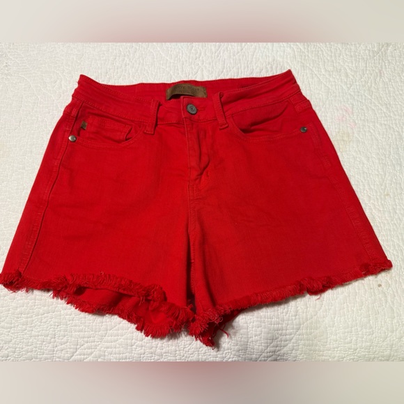 Judy Blue Pants - Judy Blue Red Garment Dyed High Rise Shorts Size Small